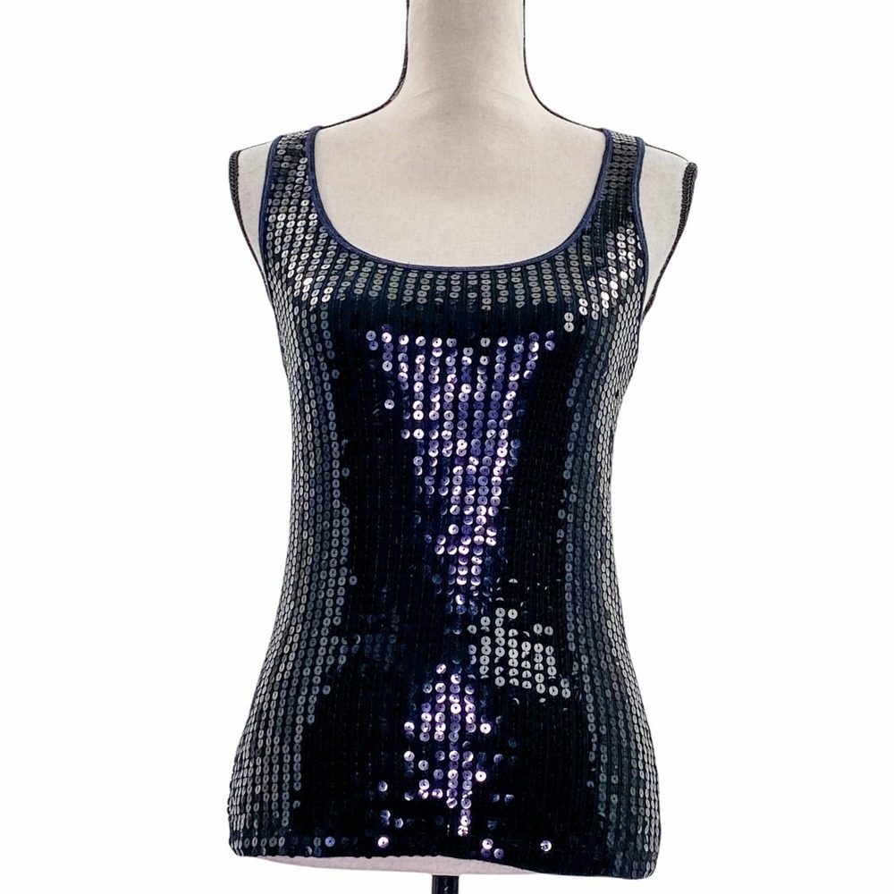 No Boundaries Black Sequined Embellished Tank Top